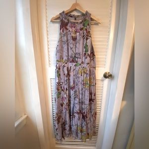 Anthropologie Garden Print Midi Dress, Size 14